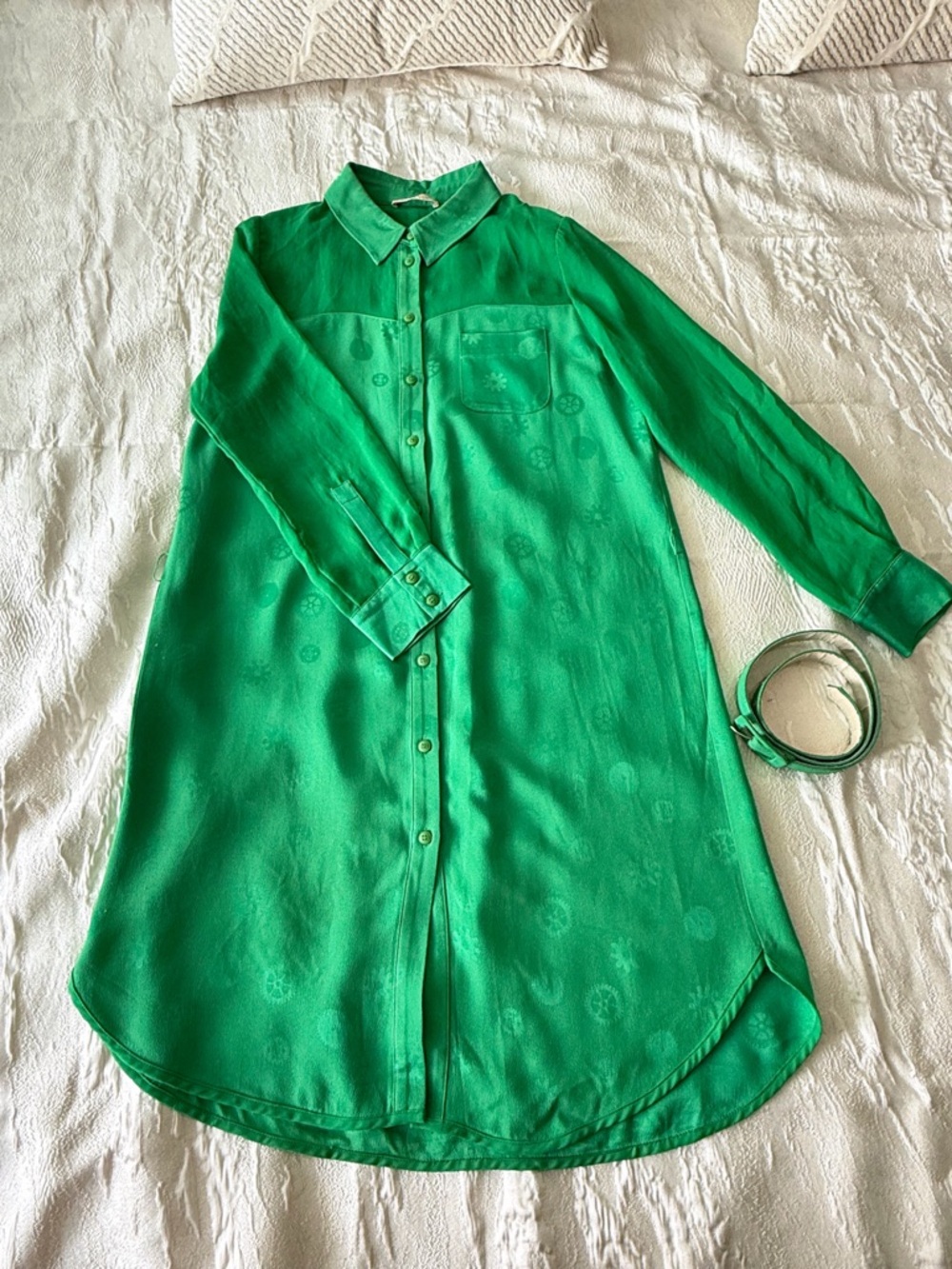Women's Green Button-Down Shirt Dress